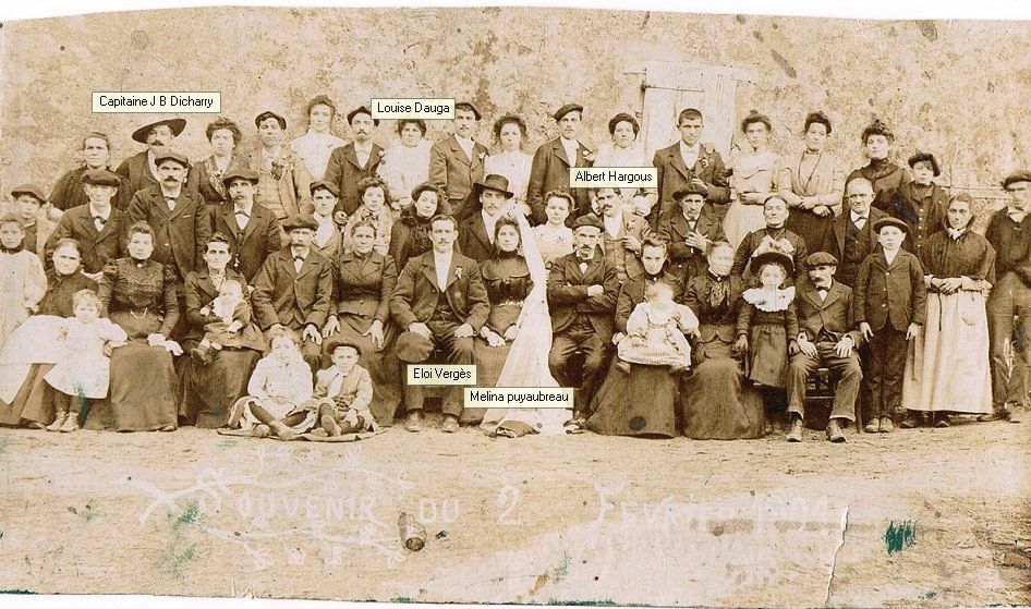 Eloi Félix VERGES et Marie dite Mélina PUYAUBREAU le 02/02/1901 à Boucau (64)