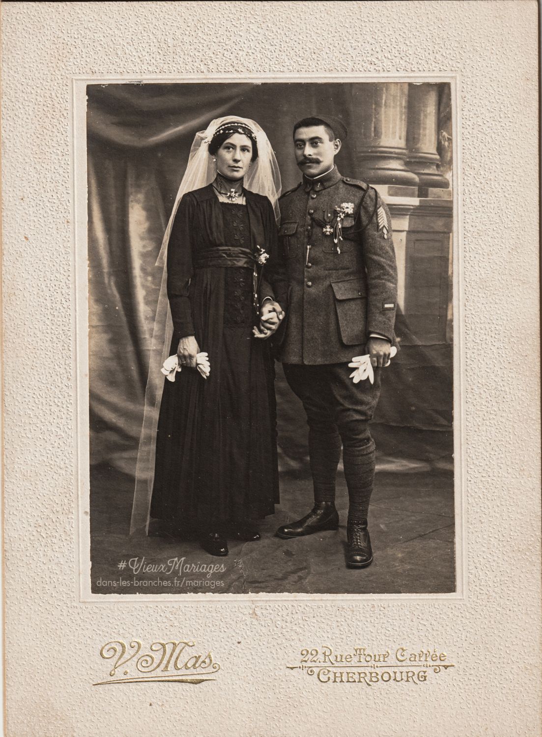 Lucien TRICARD et Germaine LEMELLES le 08/08/1918 à Cherbourg (50)