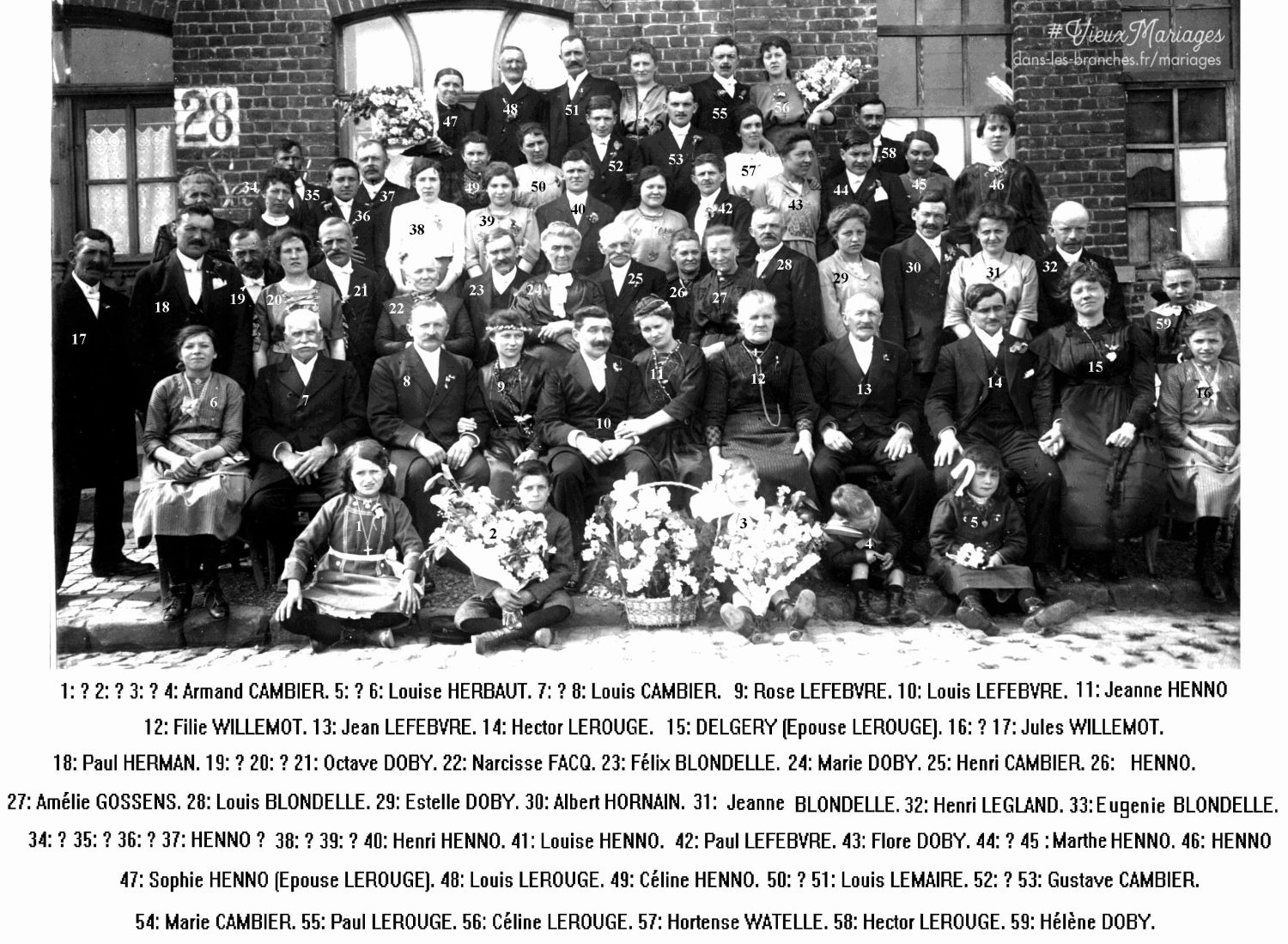 Louis FRANÇOIS et Rose LEFEBVRE et Louis LEFEBVRE et Jeanne HENNO (double mariage) le 04/11/1921 à Tourmignies (59)