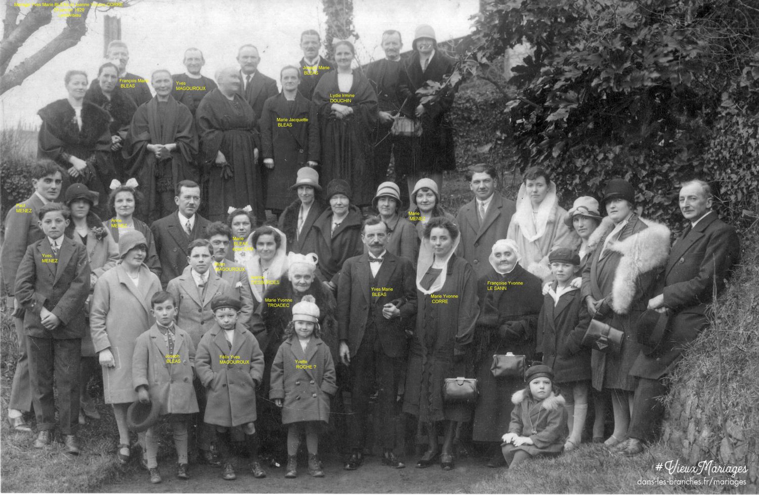 Yves BLÉAS et Jeanne Yvonne CORRE 1929 à Landivisiau (29)