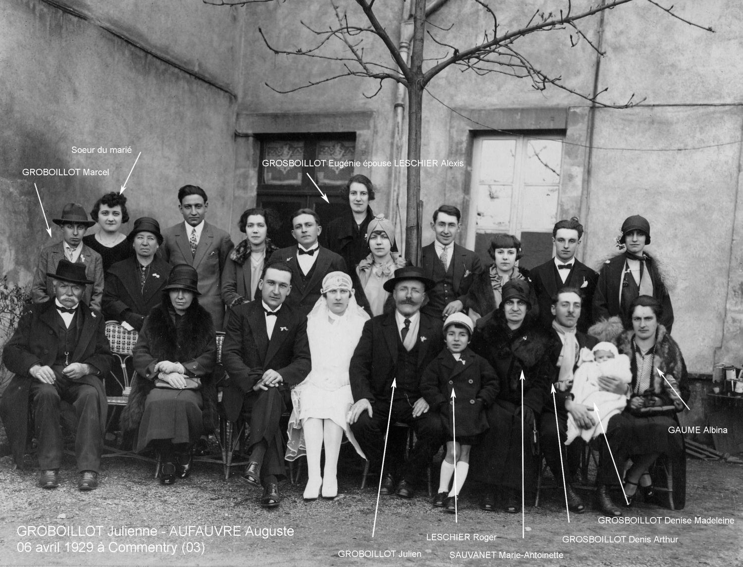 Auguste AUFAUVRE et Julienne GROBOILLOT le 04/06/1929 à Commentry (03)